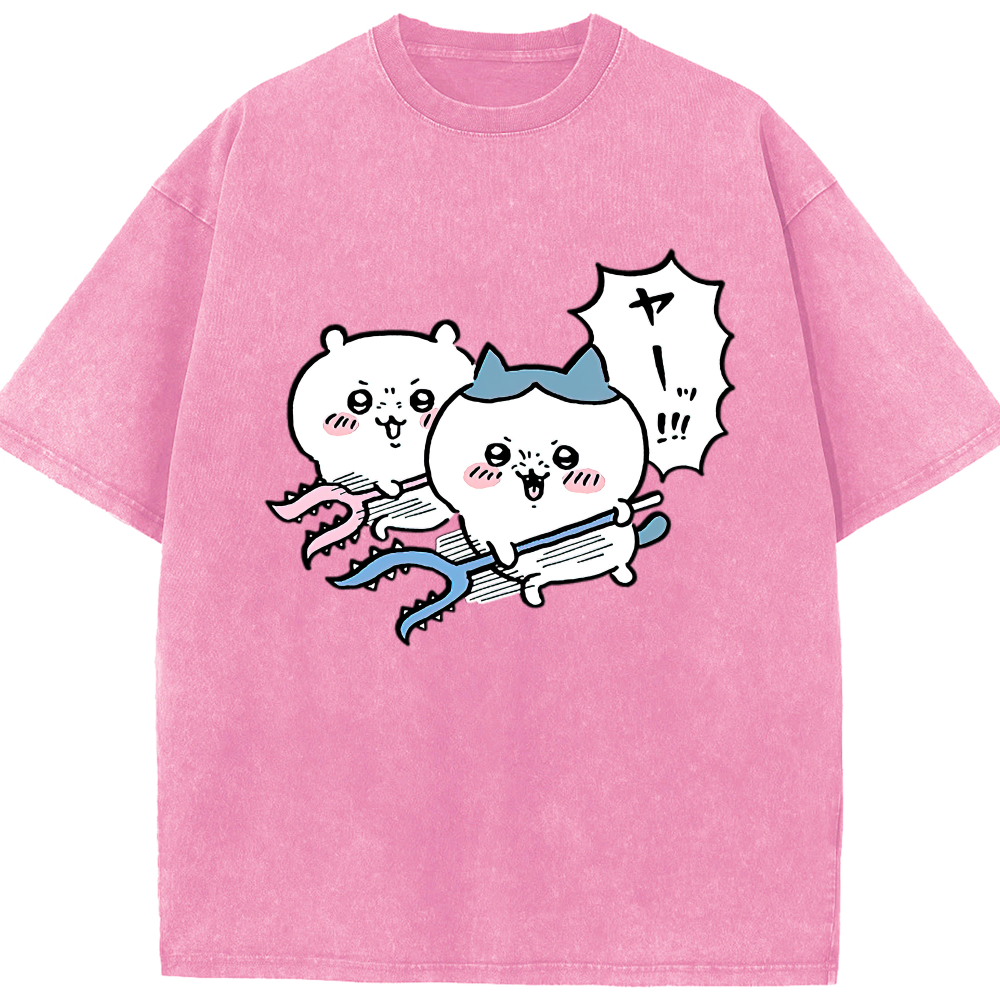 （画像用） ちいかわ ハチワレ Chii-kawa hachiware 綿100% ヴィンテージ風 半袖Tシャツ（フロントプリント）